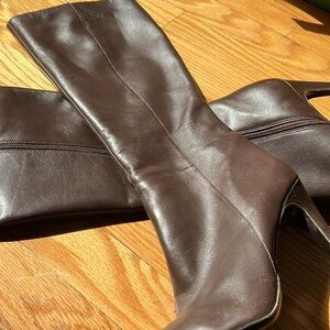 NWT Via Spiga Dark Brown Leather Boots | Size 8.5